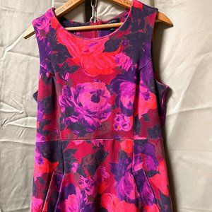 Lands End, Hot Pink and Purple Floral Dress, super comfortable stretch fabric